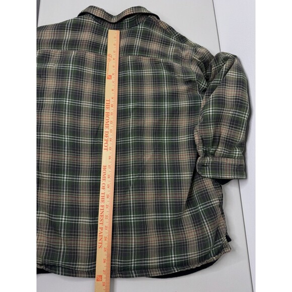 Burrylane Flannel Shirt Jacket Tan Green Fleece Lined Button Down Mens Size XL - Picture 11 of 14